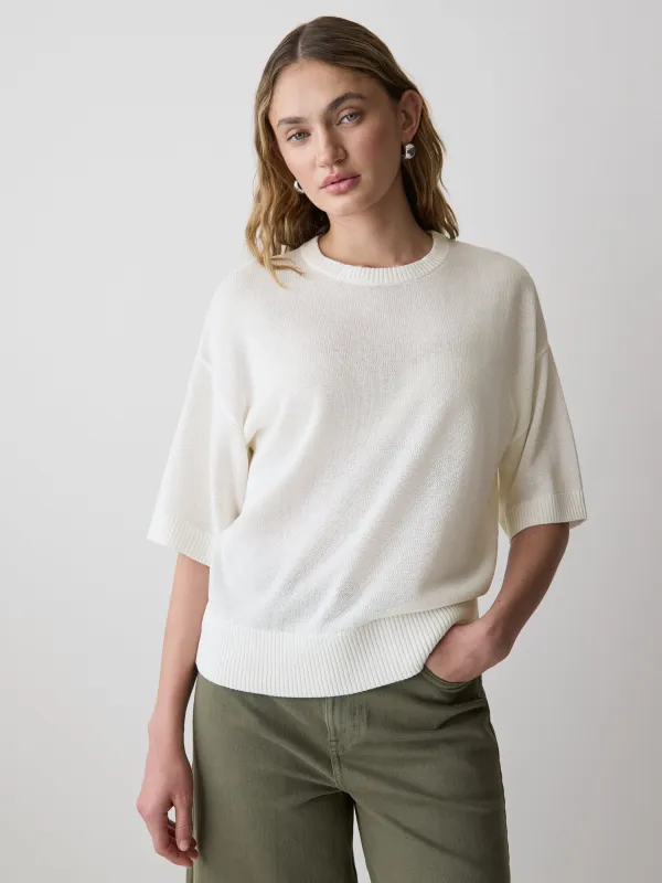 Short-Sleeve Crew-Neck Boxy Sweater made by RW&CO.