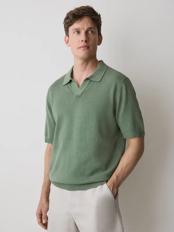 Linen-Blend Short-Sleeve Polo made by RW&CO.