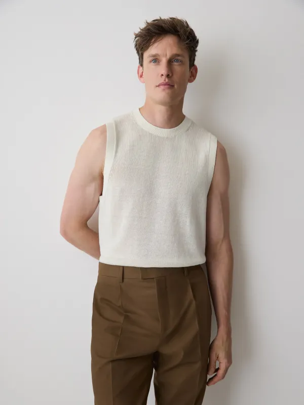 Linen-Blend Sleeveless Crew-Neck Sweater made by RW&CO.