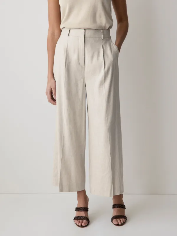 Cropped Wide-Leg High-Rise Linen-Blend Pant made by RW&CO.