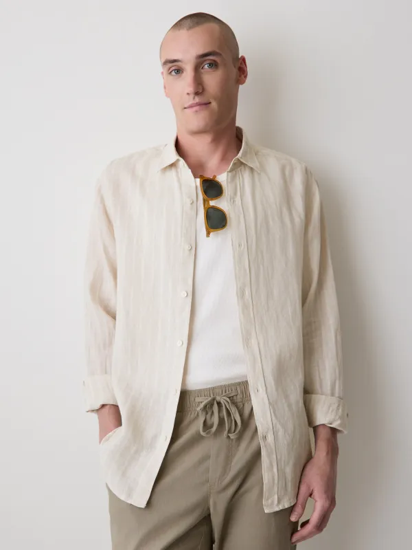 Striped Long-Sleeve Linen Shirt made by RW&CO.