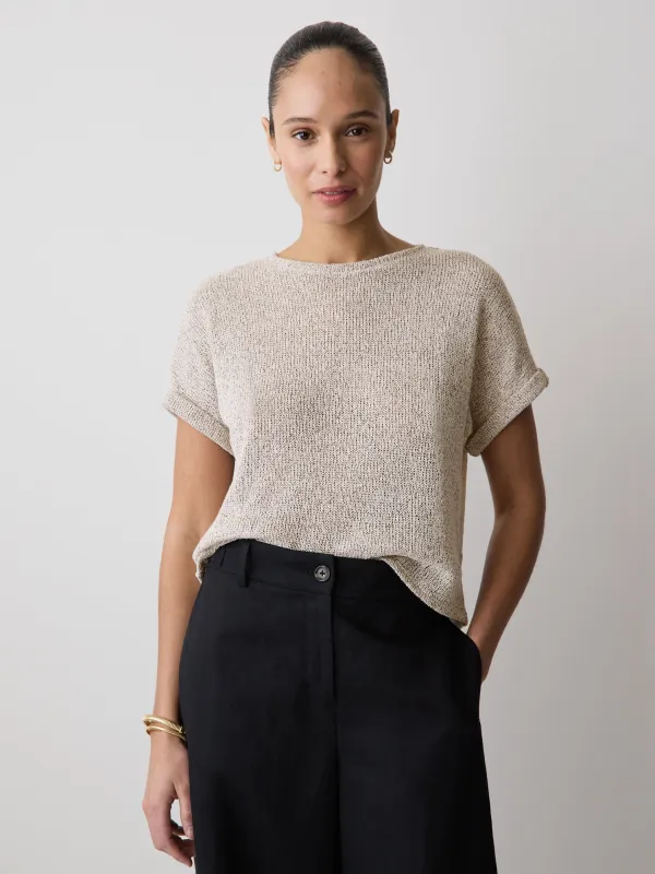 Extended-Sleeve Crew-Neck Relaxed-Fit Top made by RW&CO.