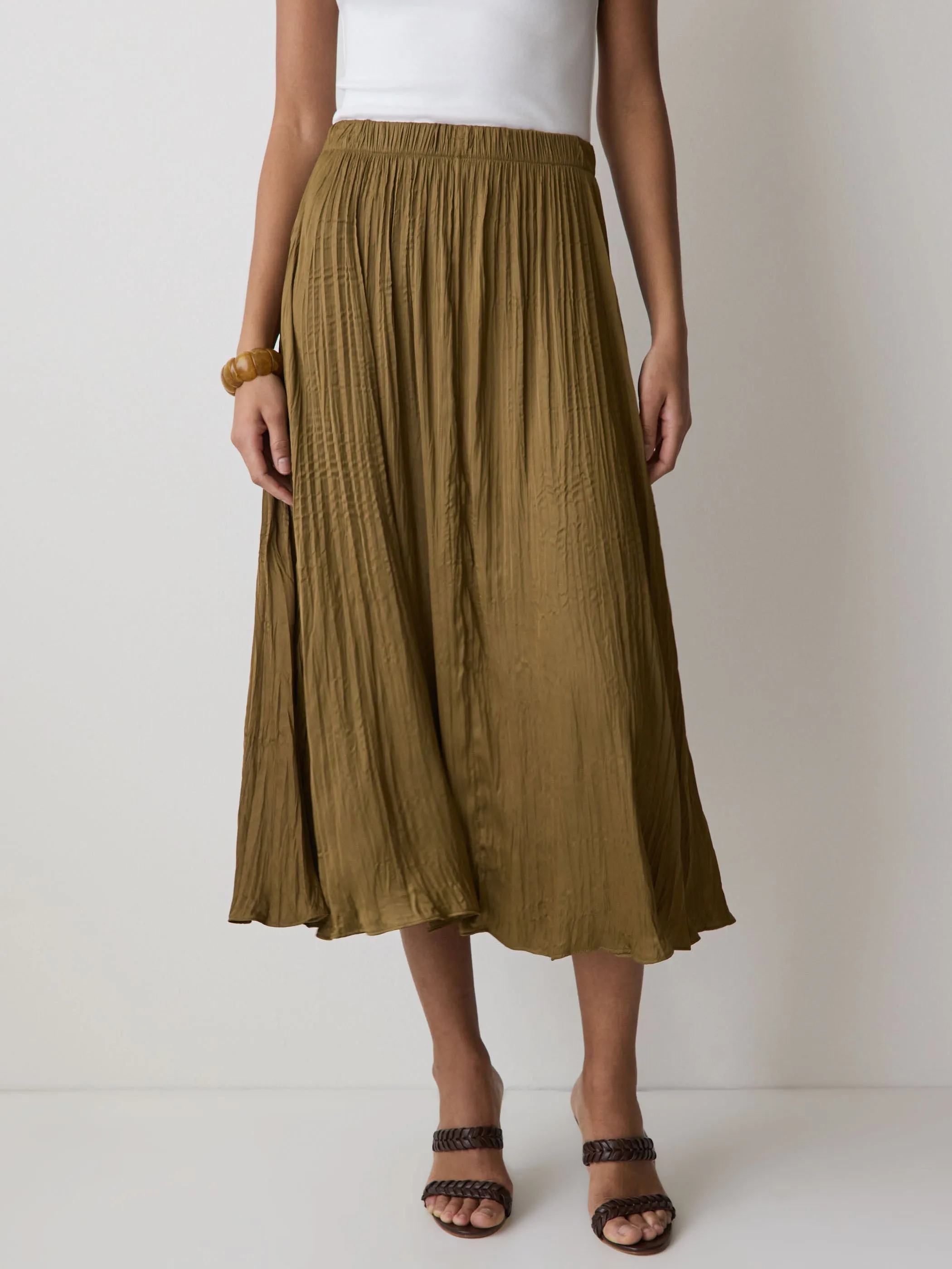 Satin High-Waisted Flare Midi Skirt sold by RW&CO. product image thumbnail 2