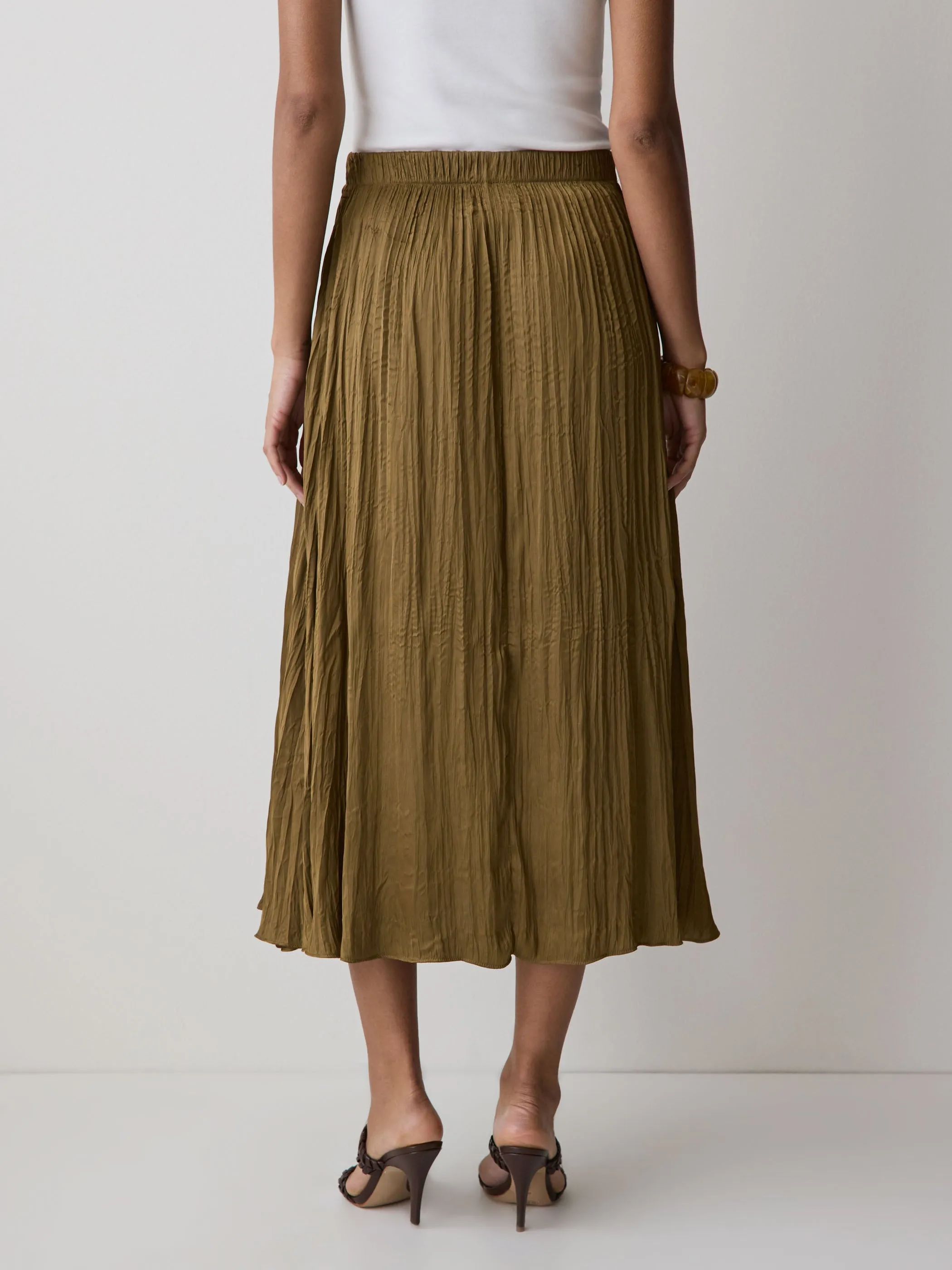 Satin High-Waisted Flare Midi Skirt sold by RW&CO. product image thumbnail 3