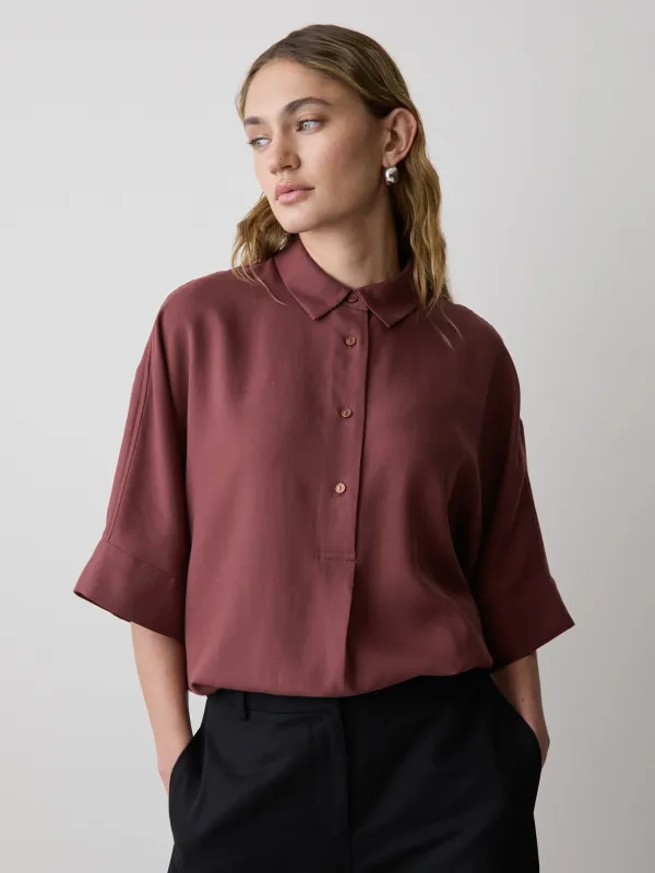 Short-Sleeve Blouse with Shirt Collar made by RW&CO.