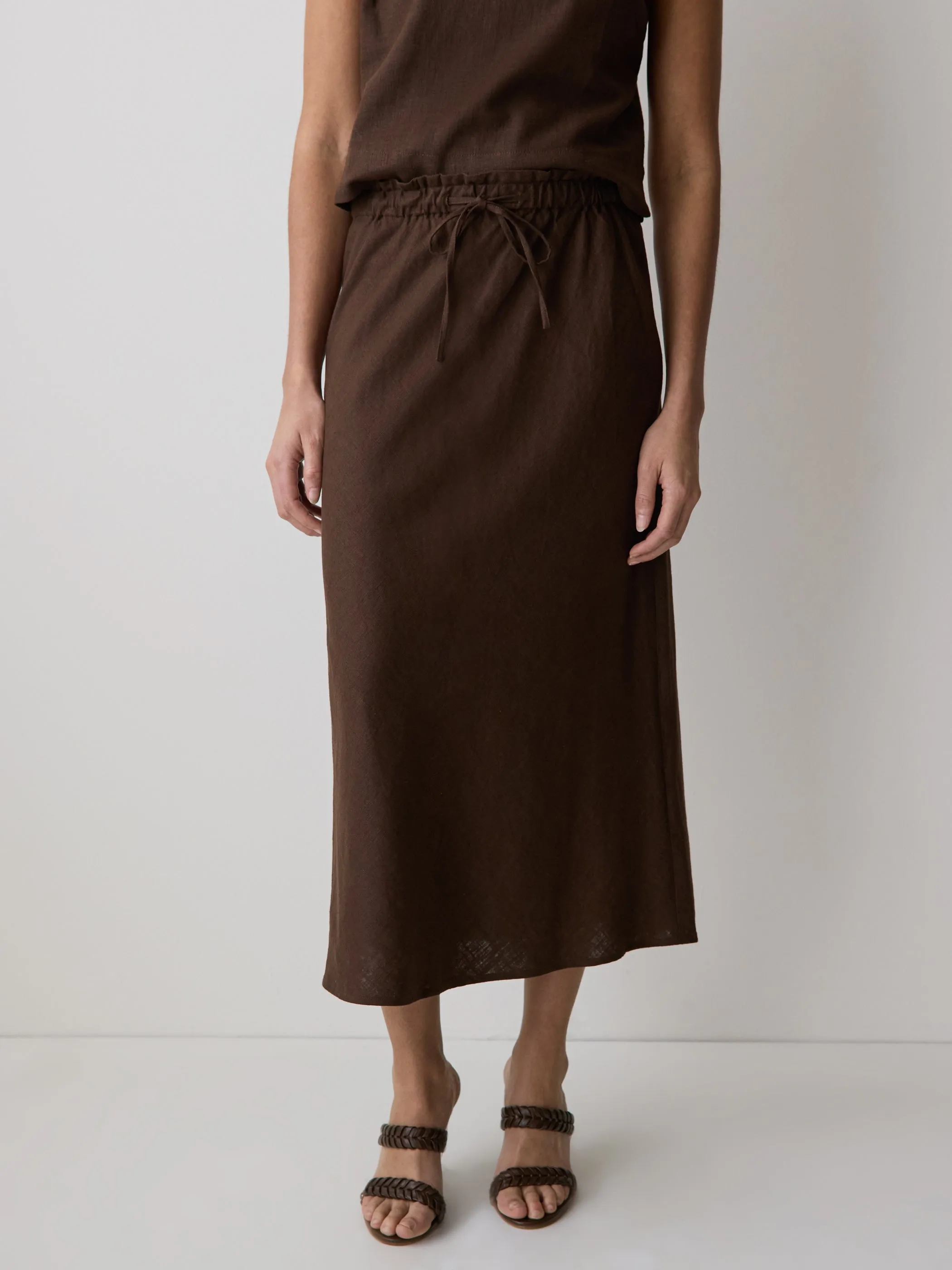 Linen-Blend Straight Midi Skirt sold by RW&CO. product image thumbnail 2