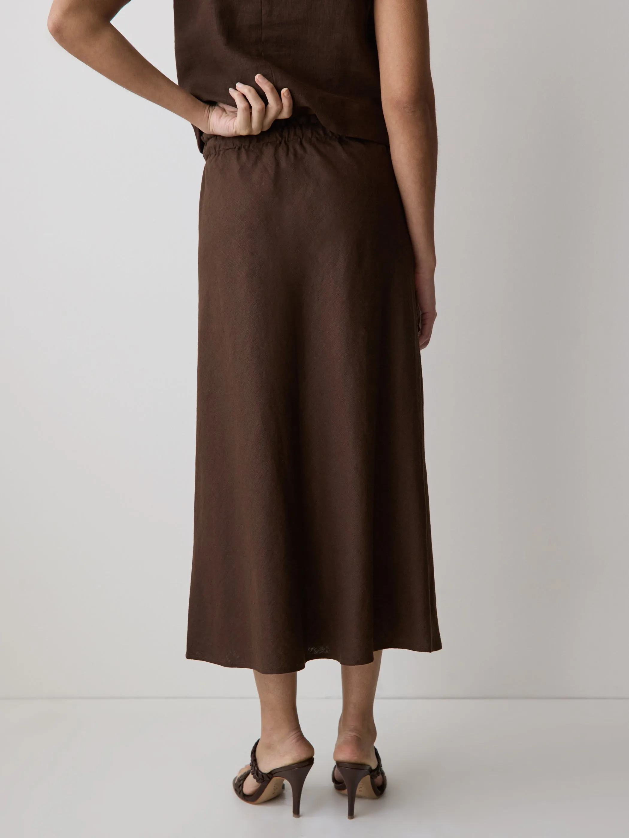 Linen-Blend Straight Midi Skirt sold by RW&CO. product image thumbnail 3