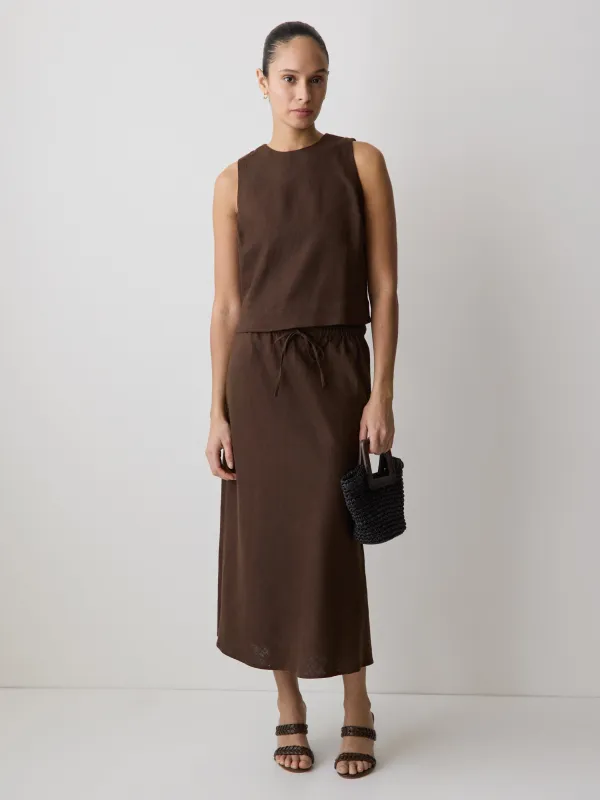 Linen-Blend Straight Midi Skirt made by RW&CO.
