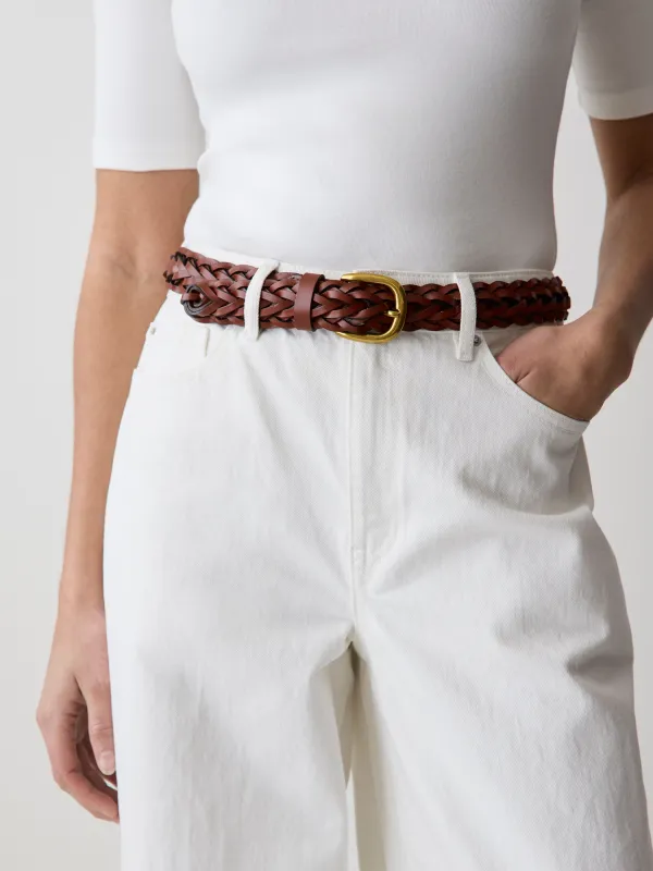 Braided Leather Belt with Metal Buckle made by RW&CO.