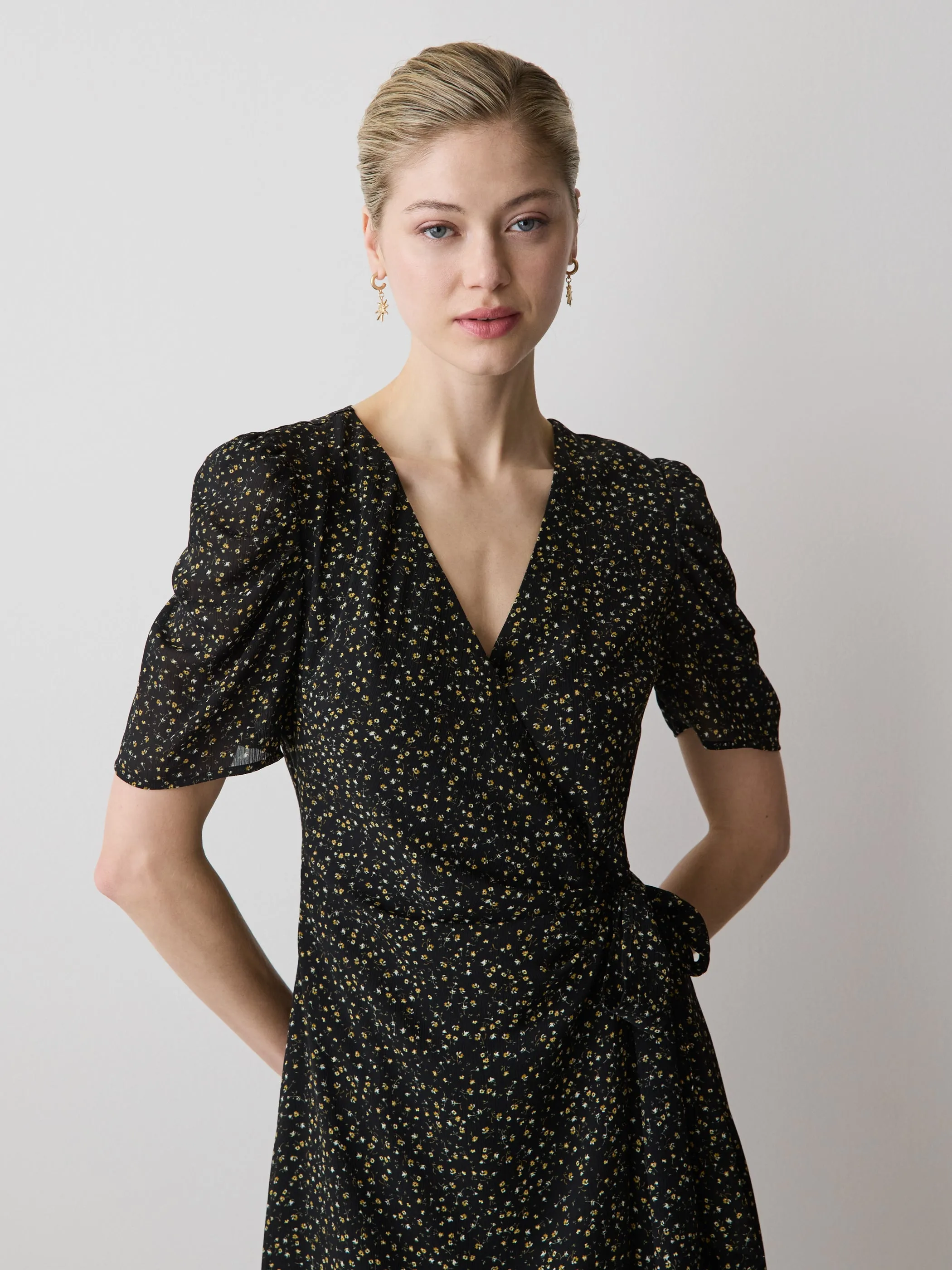 Short-Sleeve Chiffon Midi Dress with Lace Trim sold by RW&CO. product image thumbnail 2