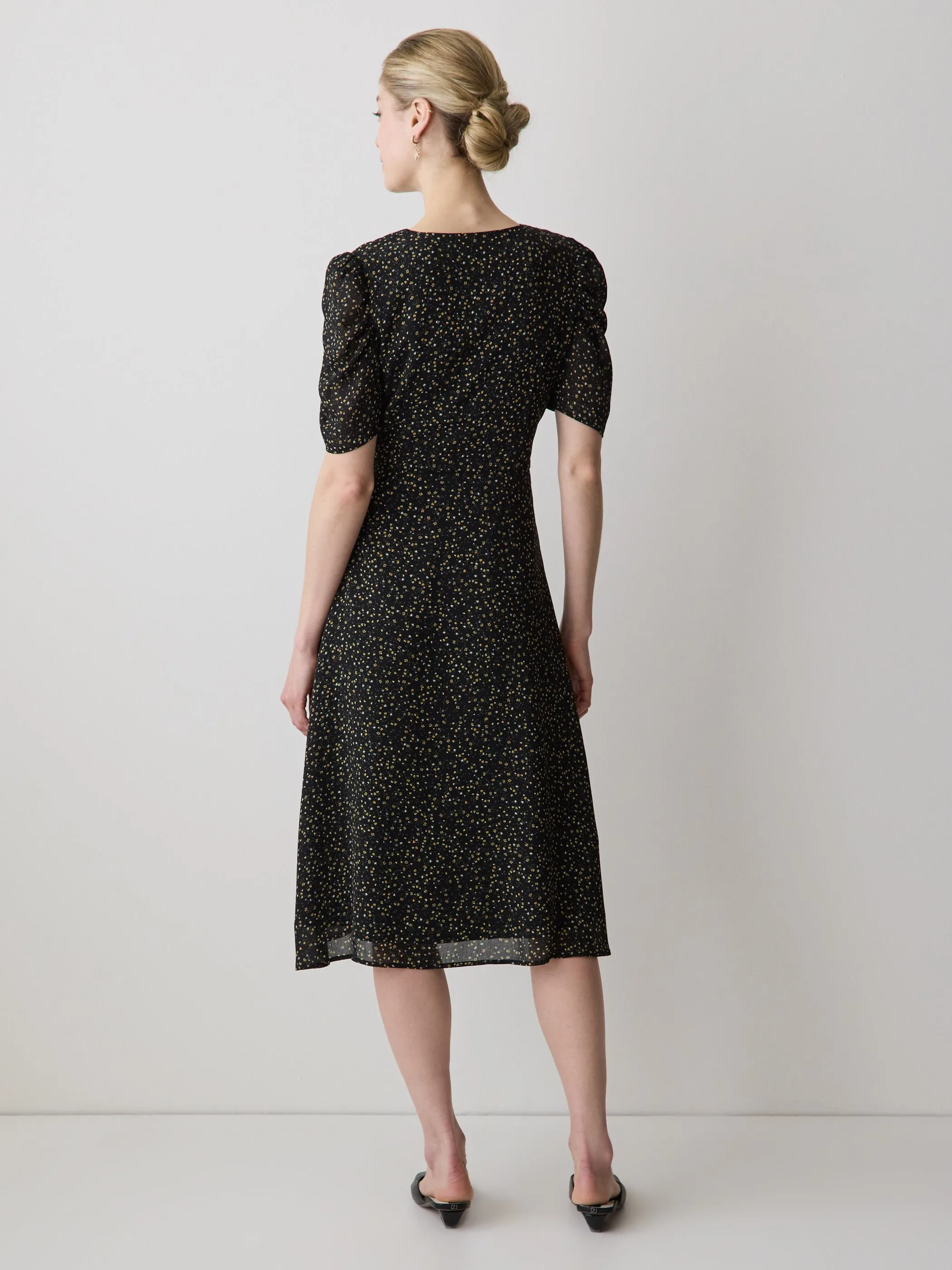 Short-Sleeve Chiffon Midi Dress with Lace Trim sold by RW&CO. product image thumbnail 3