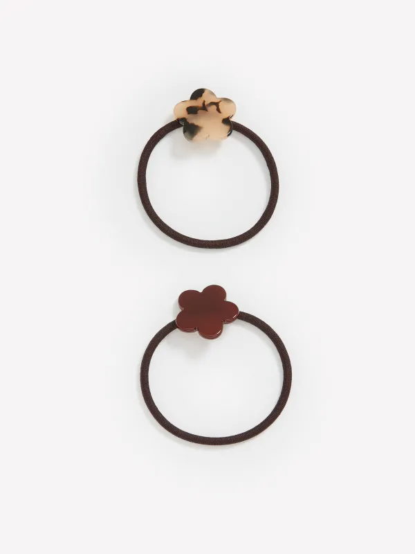 Hair Elastics with Acrylic Flower - Set of 2 made by RW&CO.