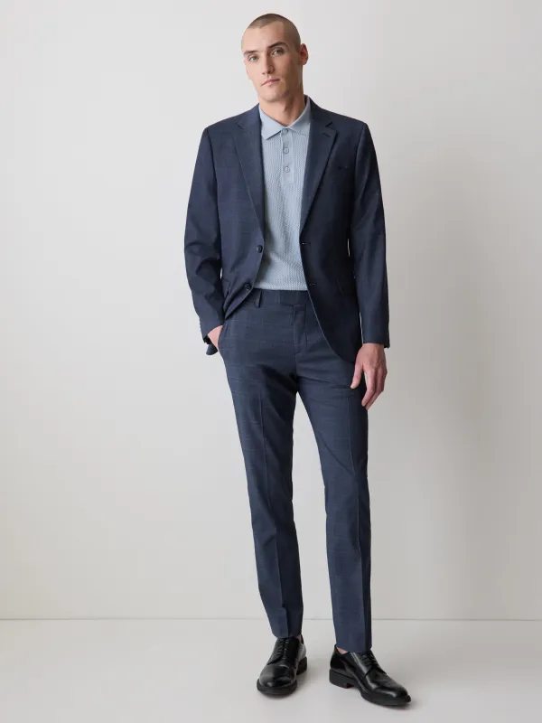 Slim-Fit Blue Checkered Suit Blazer made by RW&CO.