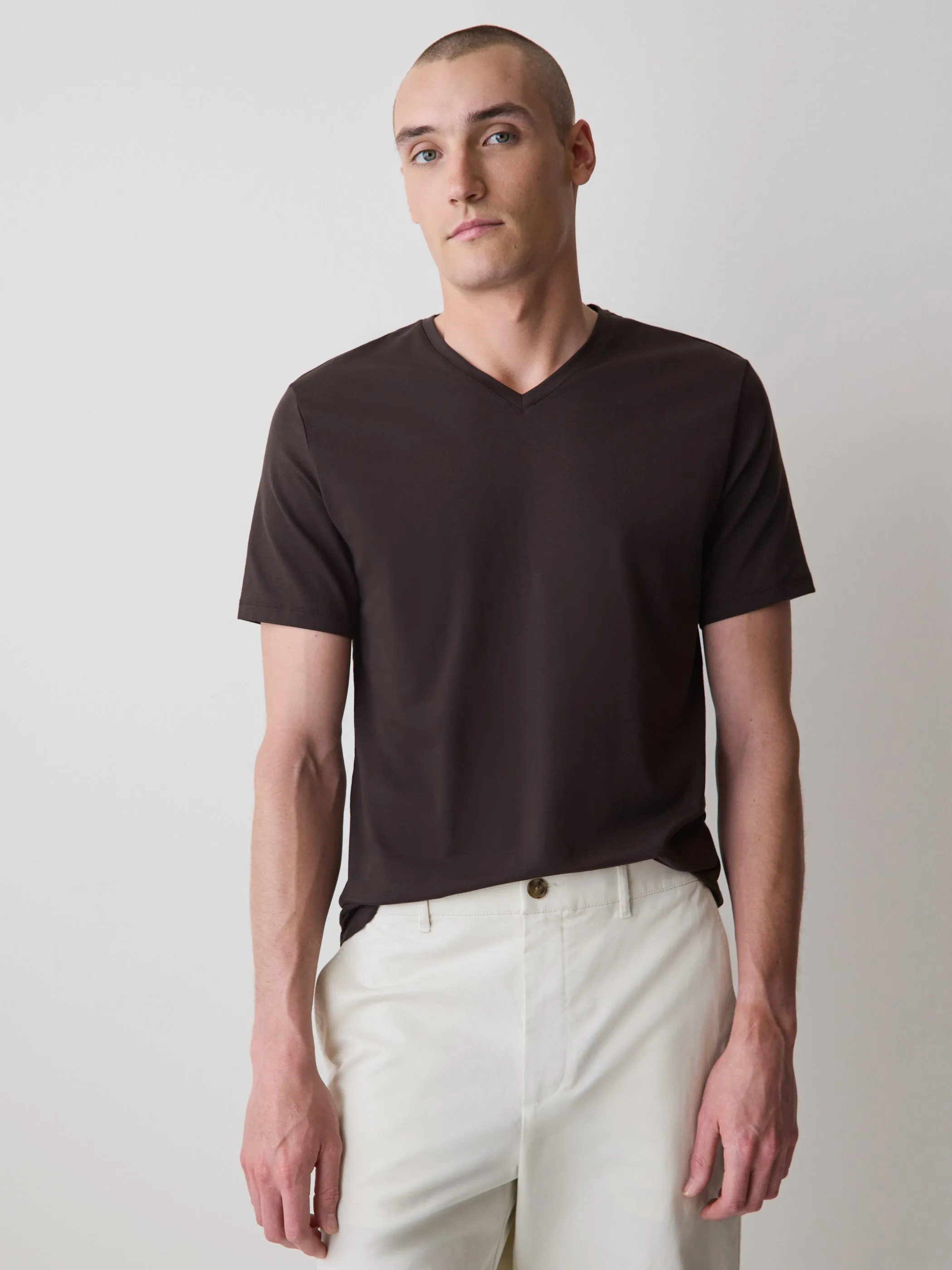 Supima (R) Cotton V-Neck T-Shirt sold by RW&CO.