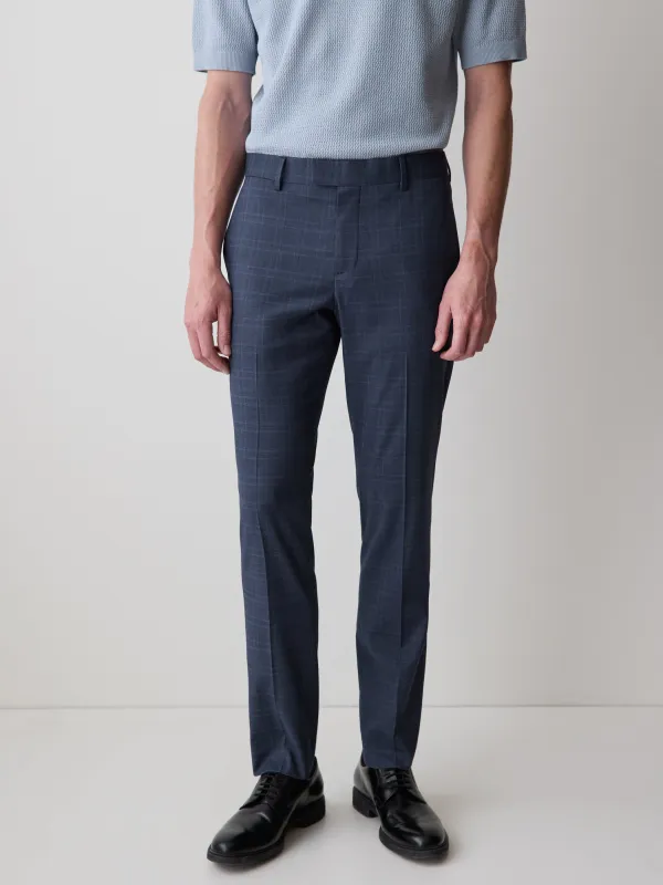 Slim-Fit Blue Checkered Suit Pant made by RW&CO.