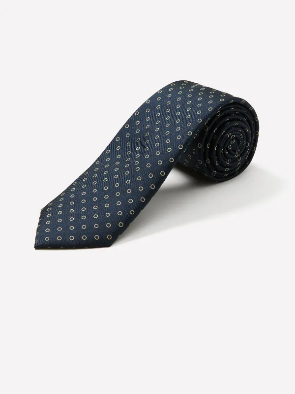 Navy Regular Tie with Geometric Pattern made by RW&CO.