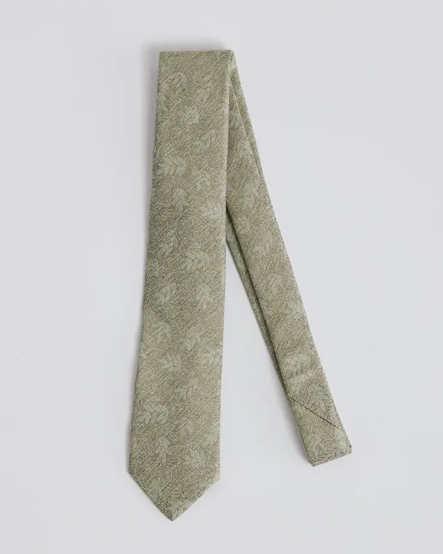 Green Regular Tie with Foliage Pattern made by RW&CO.