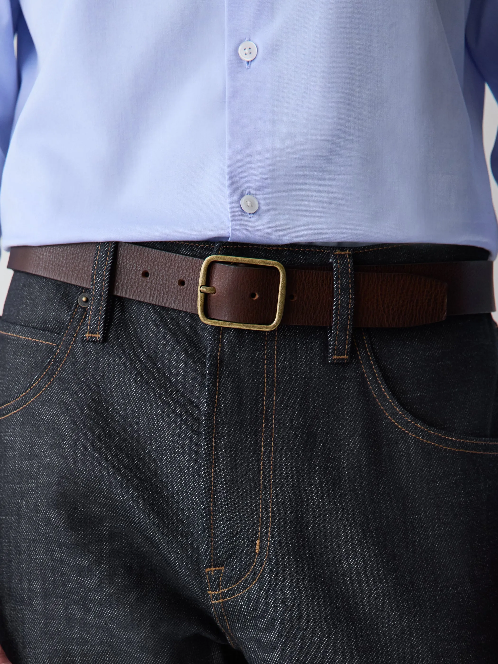 Leather Belt with Heritage-Brass Buckle sold by RW&CO. product image thumbnail 2
