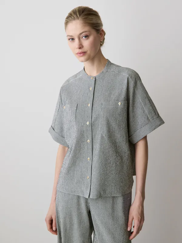 Seersucker Extended-Sleeve Blouse made by RW&CO.