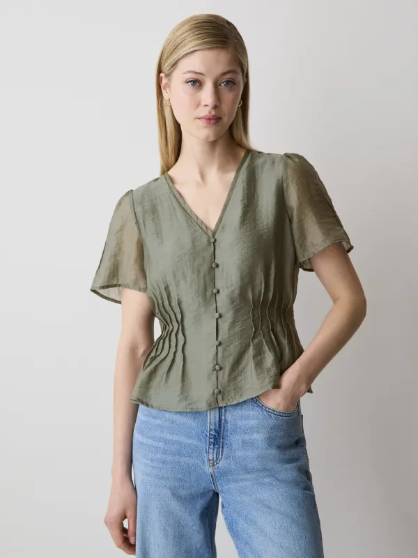 Sleeveless V-Neck Peplum Blouse made by RW&CO.