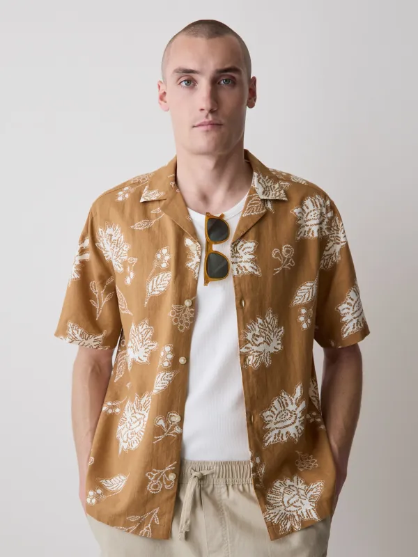 Linen-Blend Short-Sleeve Shirt with Print made by RW&CO.