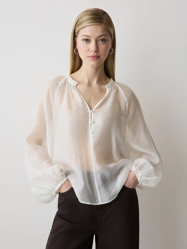 Long-Sleeve Voile Popover Blouse made by RW&CO.