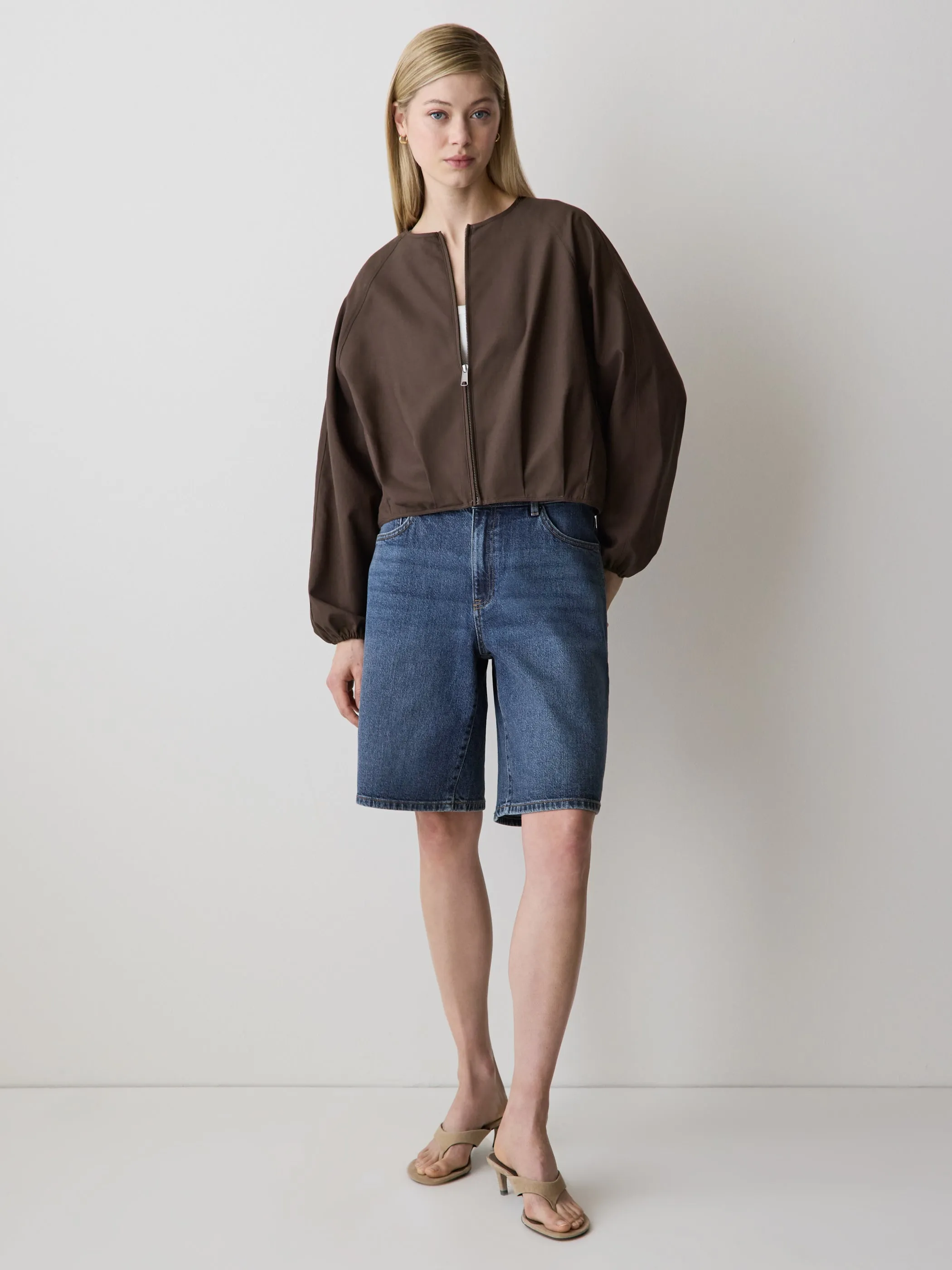 Short Bomber Jacket with Cinched Waist sold by RW&CO. product image thumbnail 2
