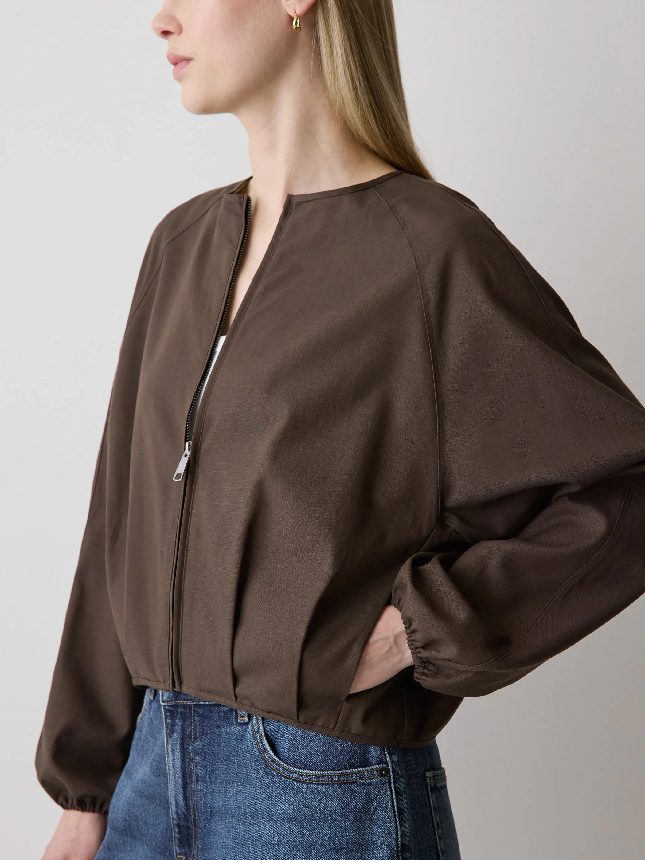 Short Bomber Jacket with Cinched Waist sold by RW&CO. product image thumbnail 4