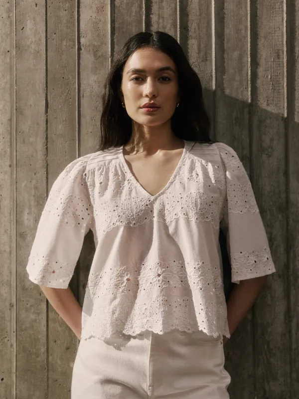 Short-Sleeve Embroidered Blouse made by RW&CO.