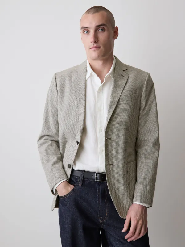 Houndstooth Linen-Blend Blazer made by RW&CO.
