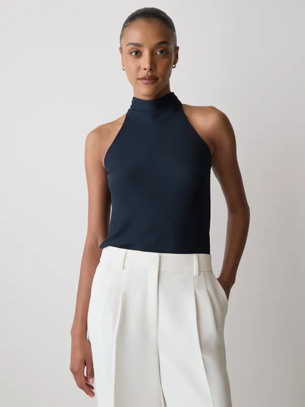 Silky-Crepe Halter-Neck Blouse made by RW&CO.