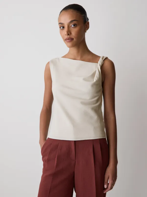 Sleeveless Boat-Neck Blouse with Twisted Strap made by RW&CO.