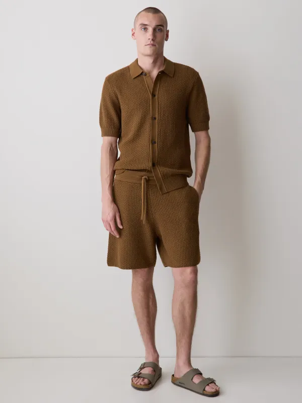 Textured Sweater Short with Elastic Waistband made by RW&CO.