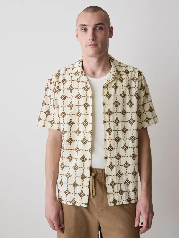 Short-Sleeve Camp-Collar Shirt with Embroidered Details made by RW&CO.