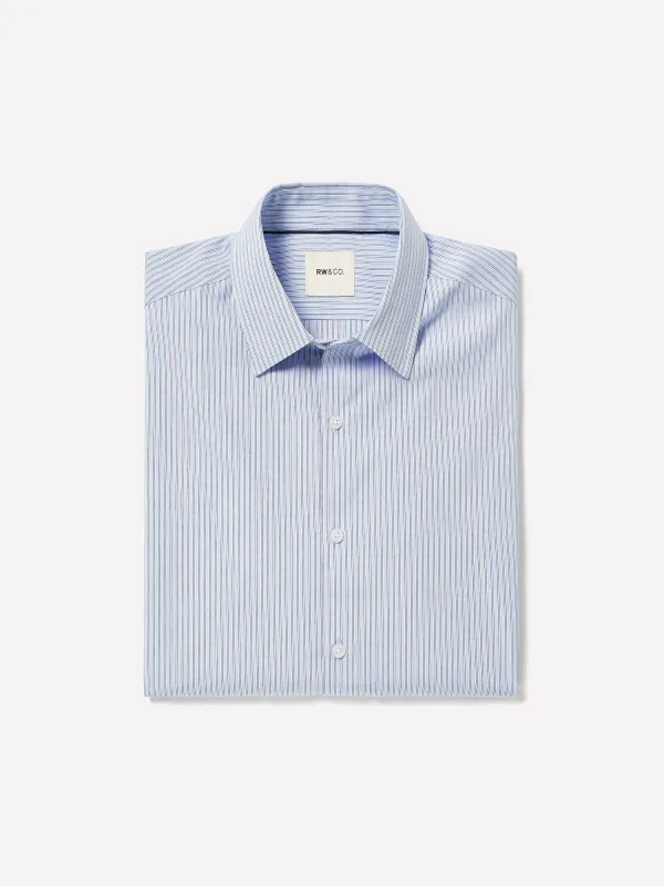 Striped Oxford-Blue Tailored-Fit Shirt made by RW&CO.