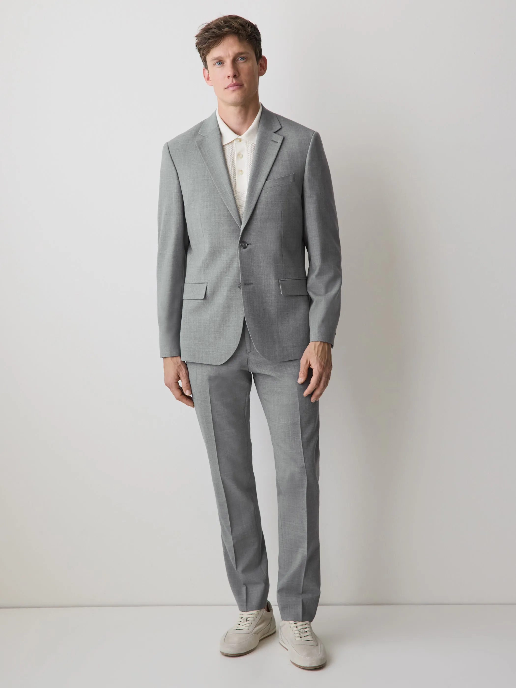 Grey Slim-Fit Wool Suit Blazer sold by RW&CO.