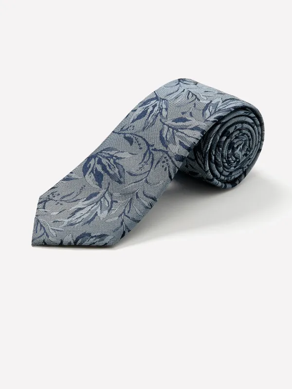 Silk-Blend Regular Tie with Foliage Pattern made by RW&CO.