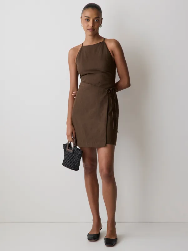 Sleeveless Boat-Neck Linen-Blend Mini Dress made by RW&CO.