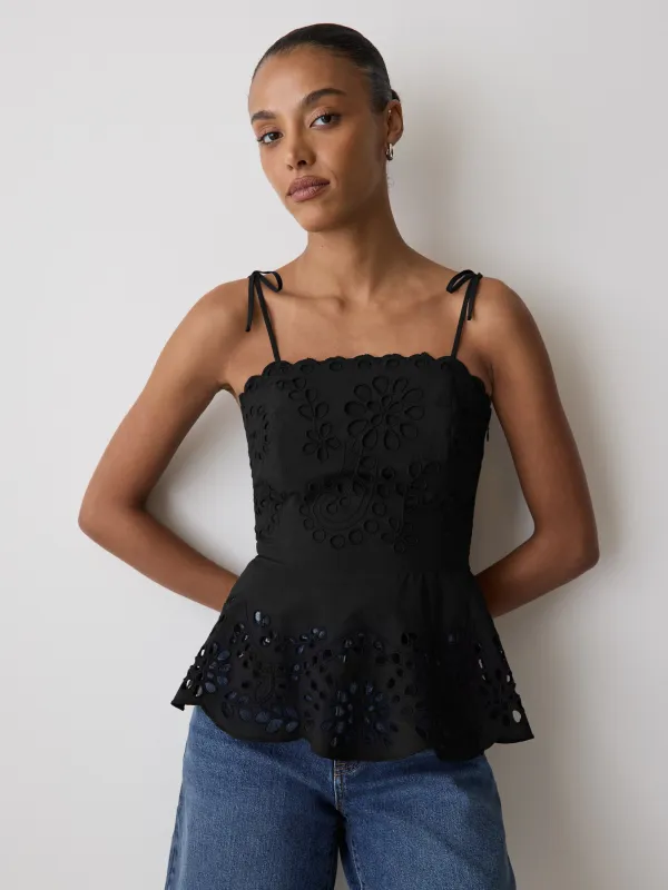 Sleeveless Peplum Blouse with Embroideries made by RW&CO.