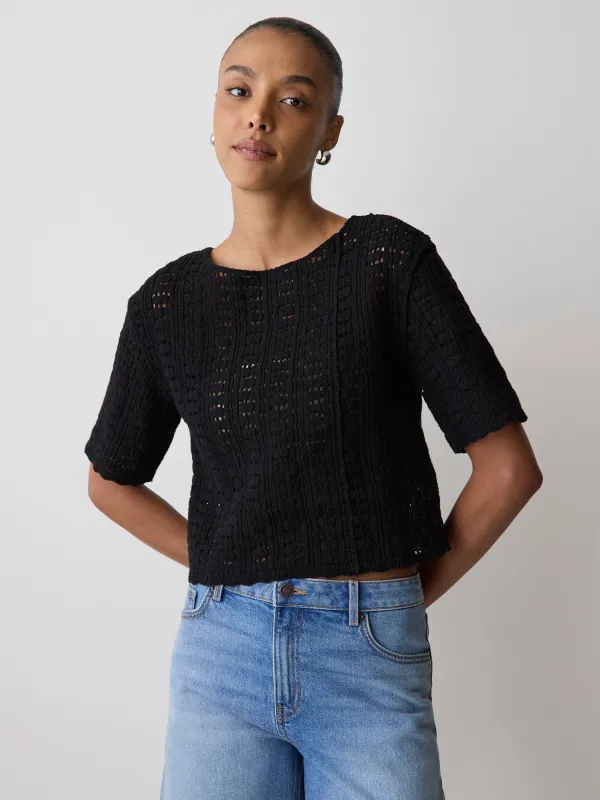 Short-Sleeve Crochet Top made by RW&CO.