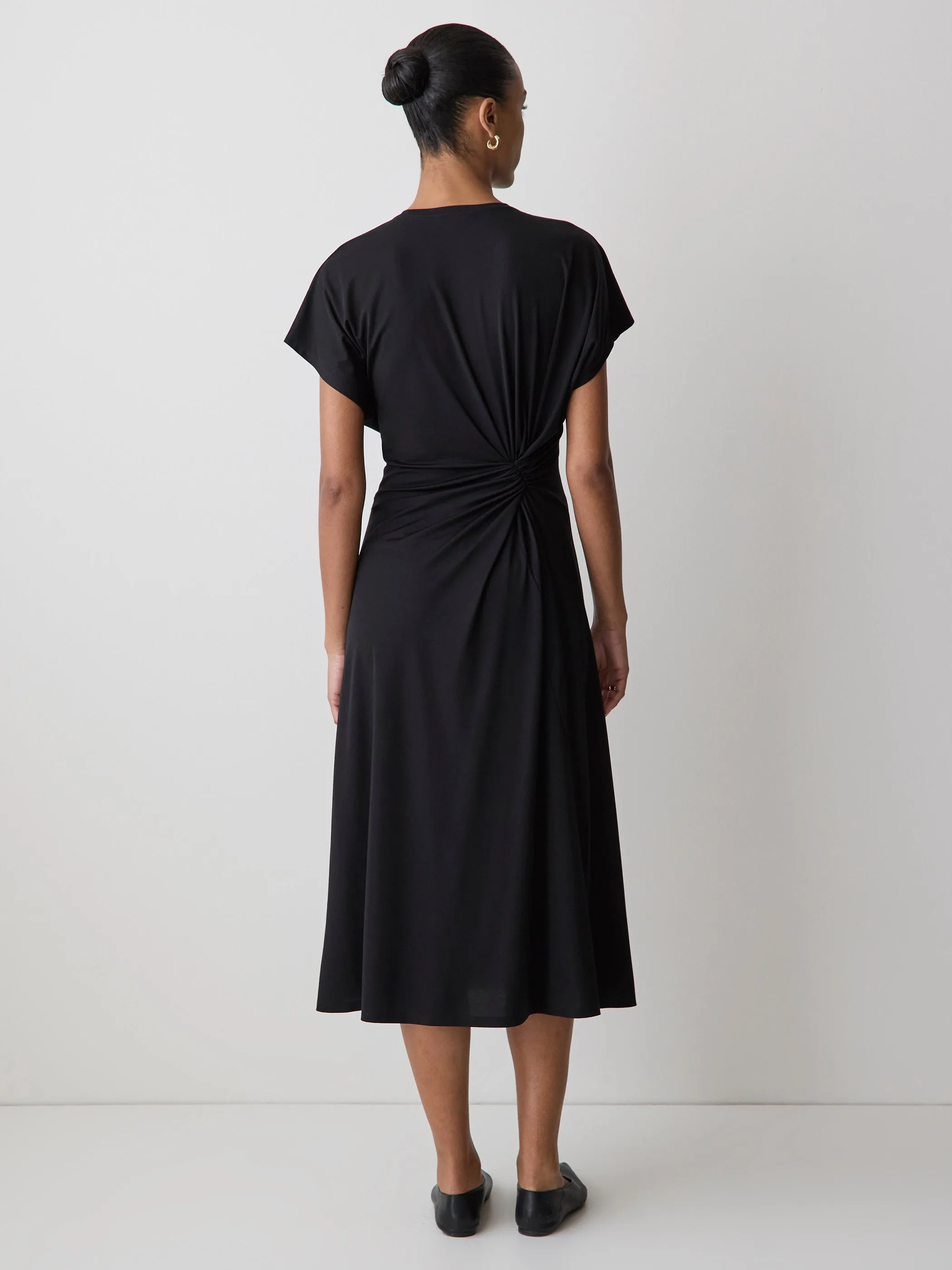 Short-Sleeve Crew-Neck Midi Dress with Draped Detail sold by RW&CO. product image thumbnail 3