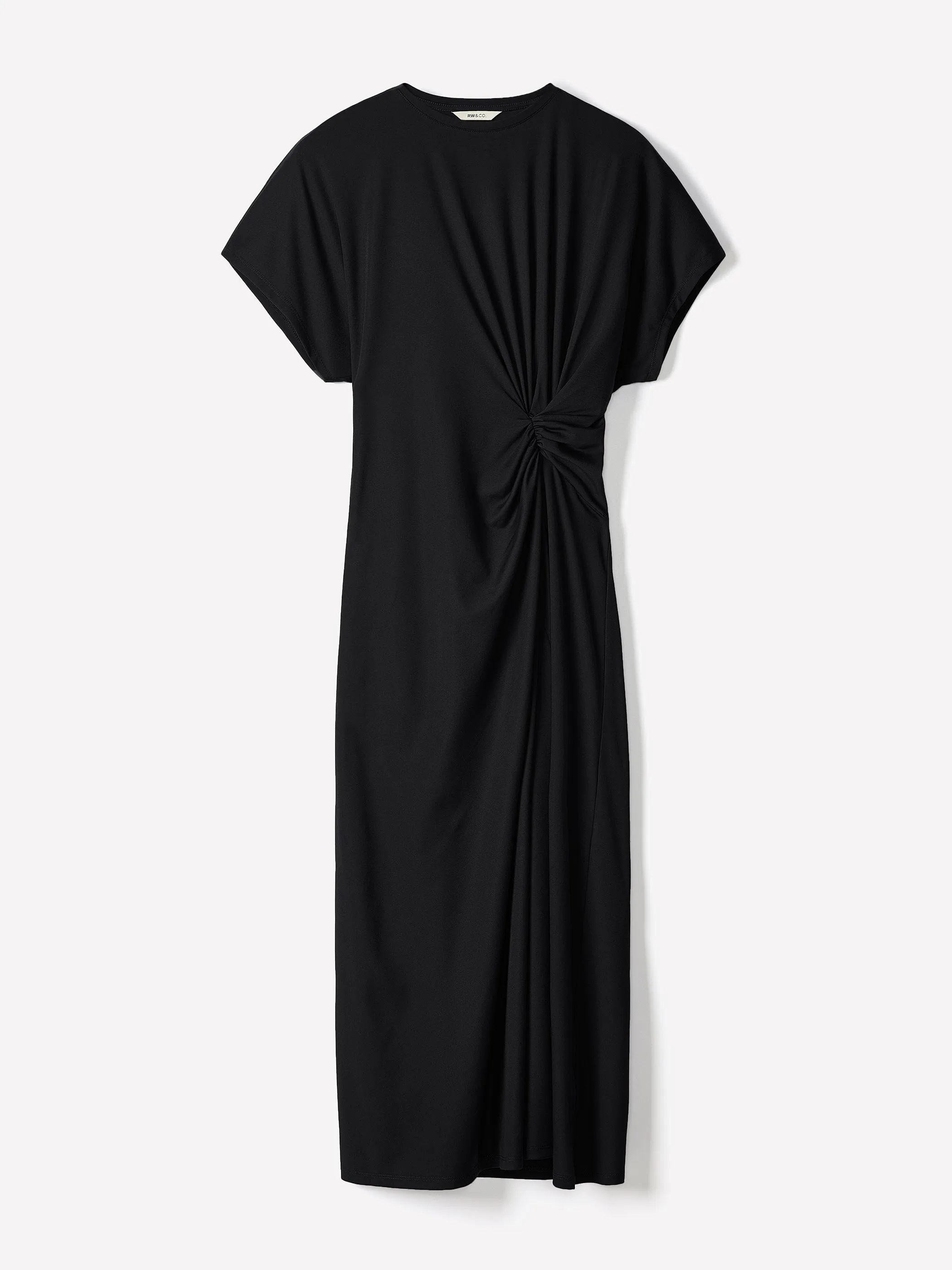 Short-Sleeve Crew-Neck Midi Dress with Draped Detail sold by RW&CO. product image thumbnail 5
