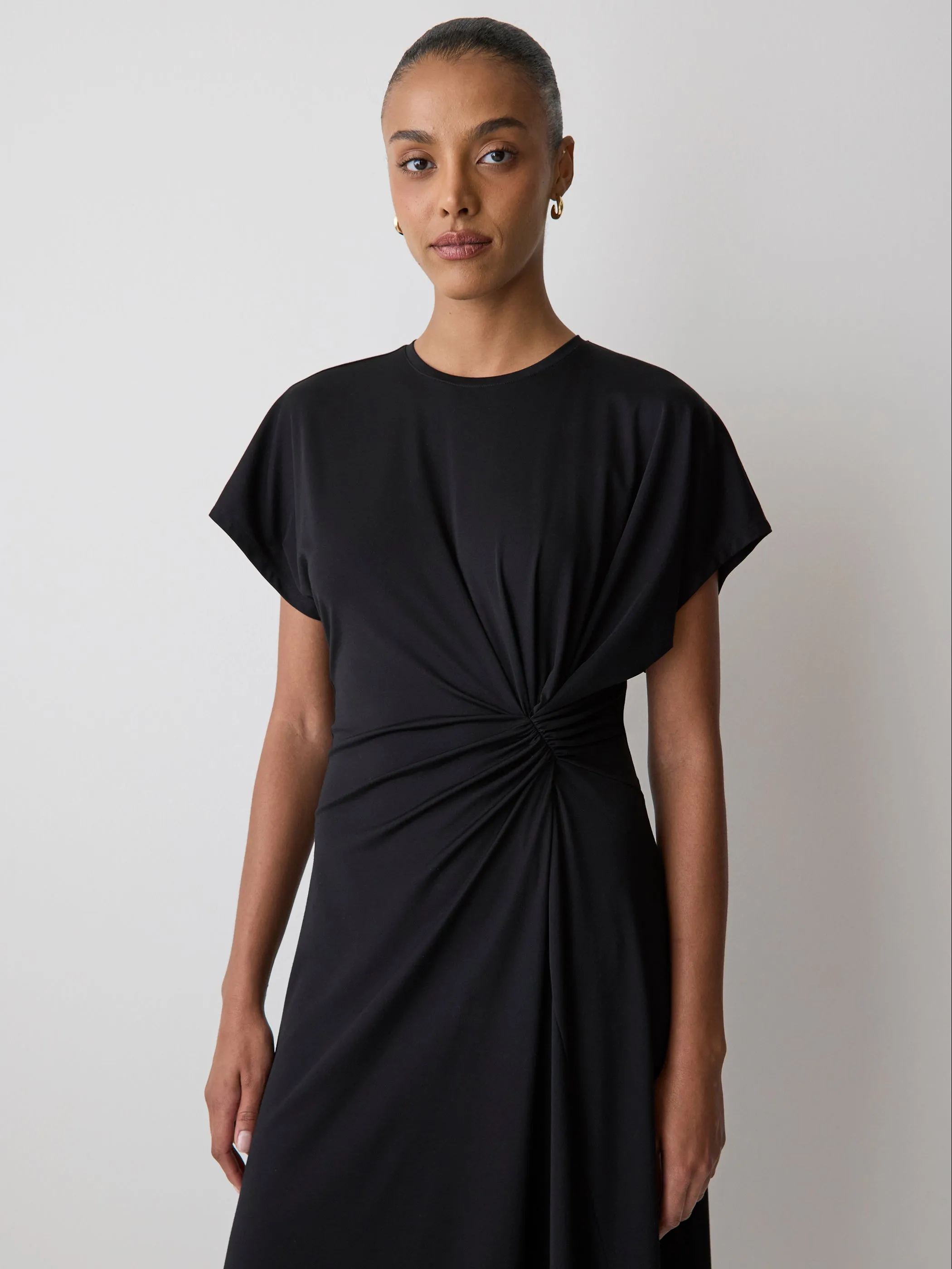 Short-Sleeve Crew-Neck Midi Dress with Draped Detail sold by RW&CO. product image thumbnail 2