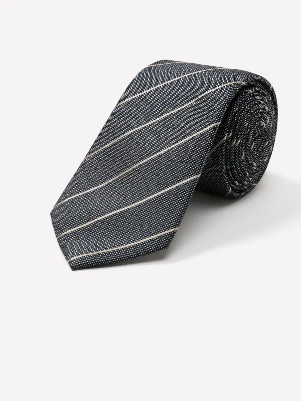 Striped Linen-Blend Skinny Tie made by RW&CO.