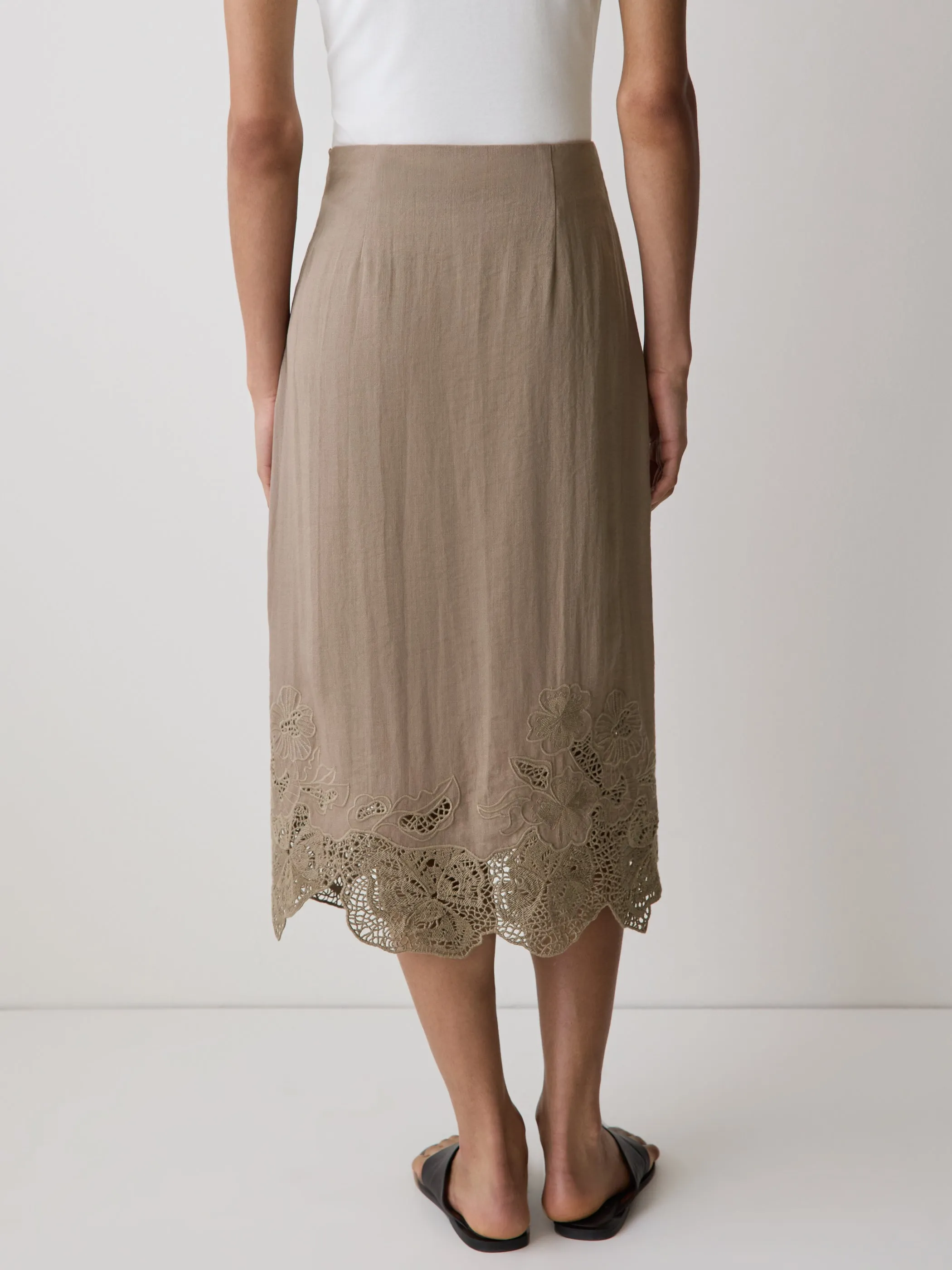 High-Rise Midi Skirt with Lace Trim sold by RW&CO. product image thumbnail 3