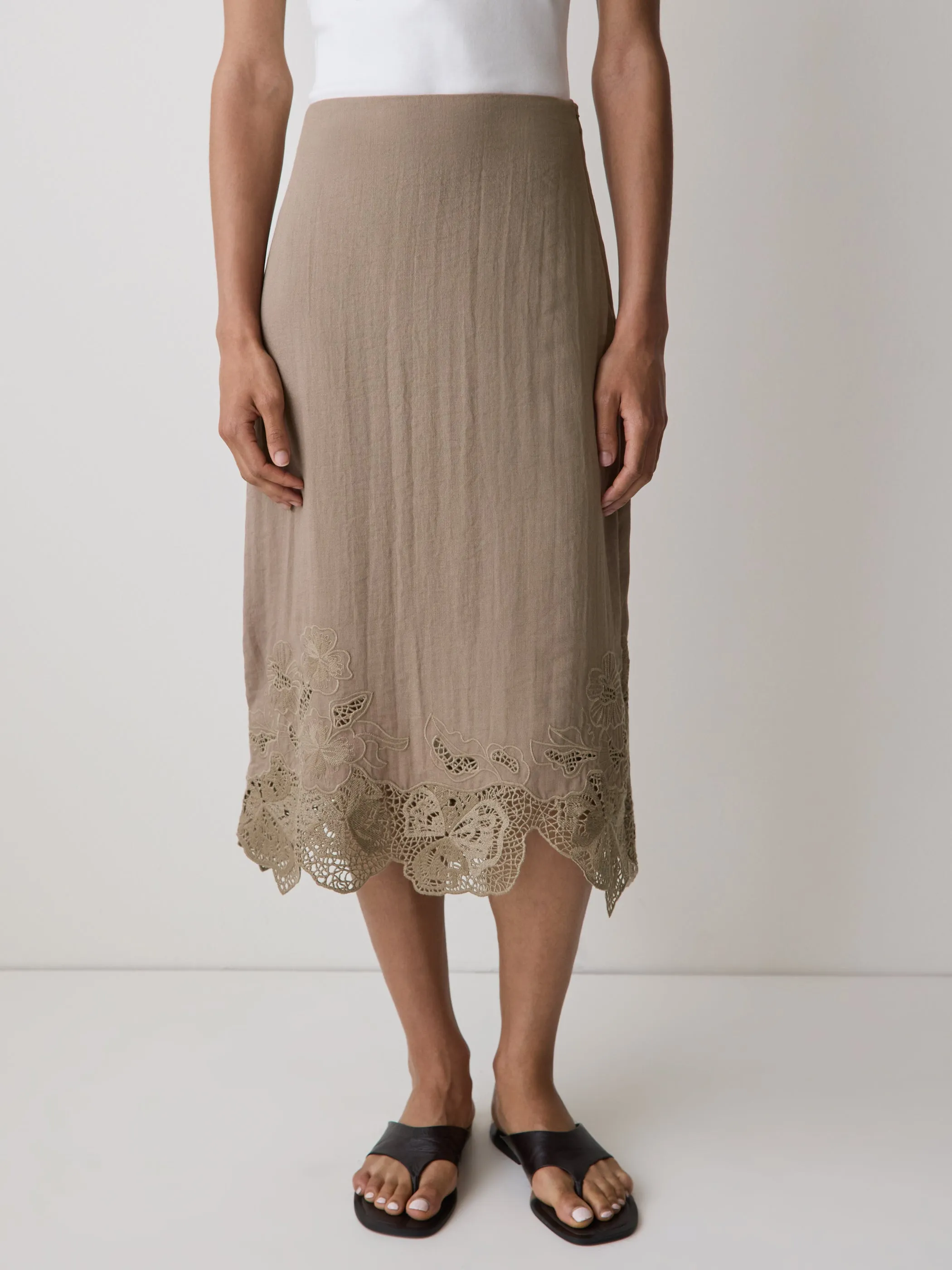 High-Rise Midi Skirt with Lace Trim sold by RW&CO. product image thumbnail 2