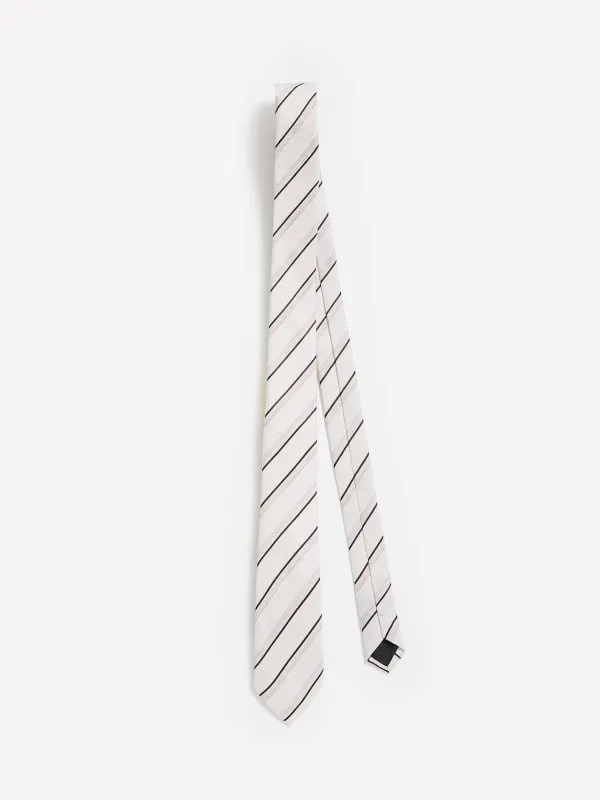 Striped Linen-Blend Skinny Tie made by RW&CO.