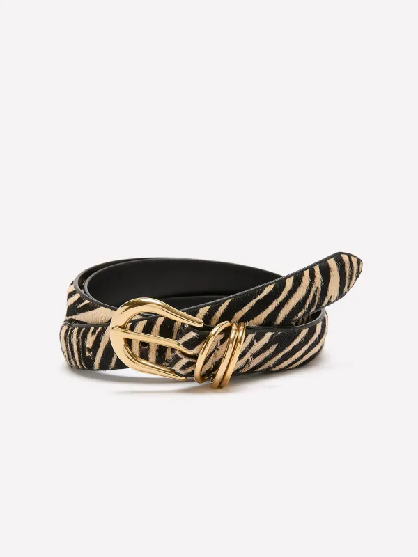 Leather Belt with Zebra Print made by RW&CO.
