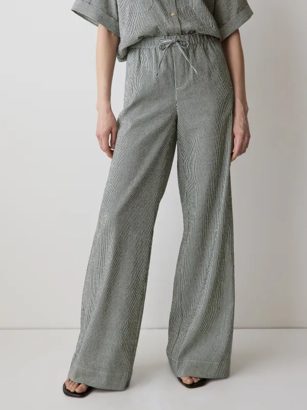 Seersucker Mid-Rise Wide-Leg Pant made by RW&CO.