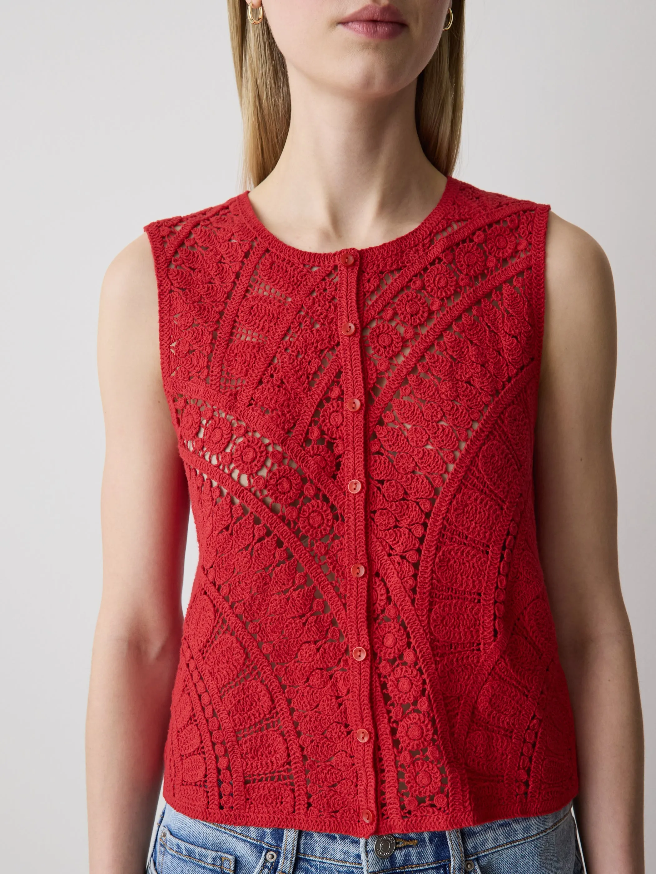 Buttoned-Down Crochet Tank Top sold by RW&CO. product image thumbnail 4
